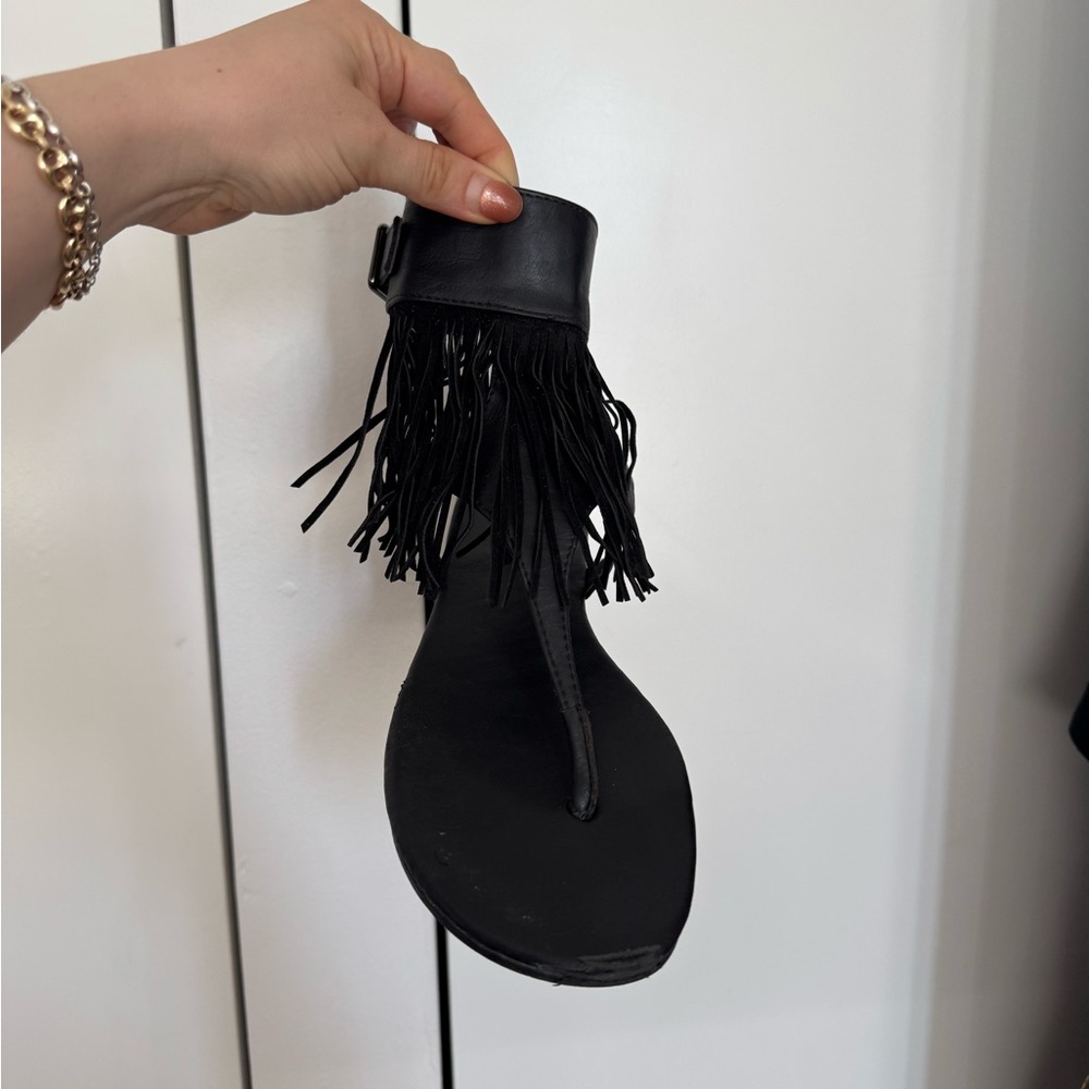 Forever 21 Fringe Black Sandals